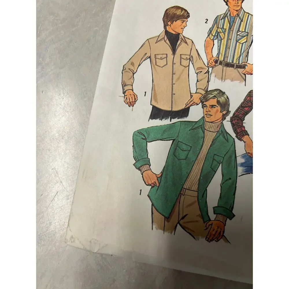 Vintage 1970's Simplicity Pattern #7680‎ Teen Boys Shirt Size 16